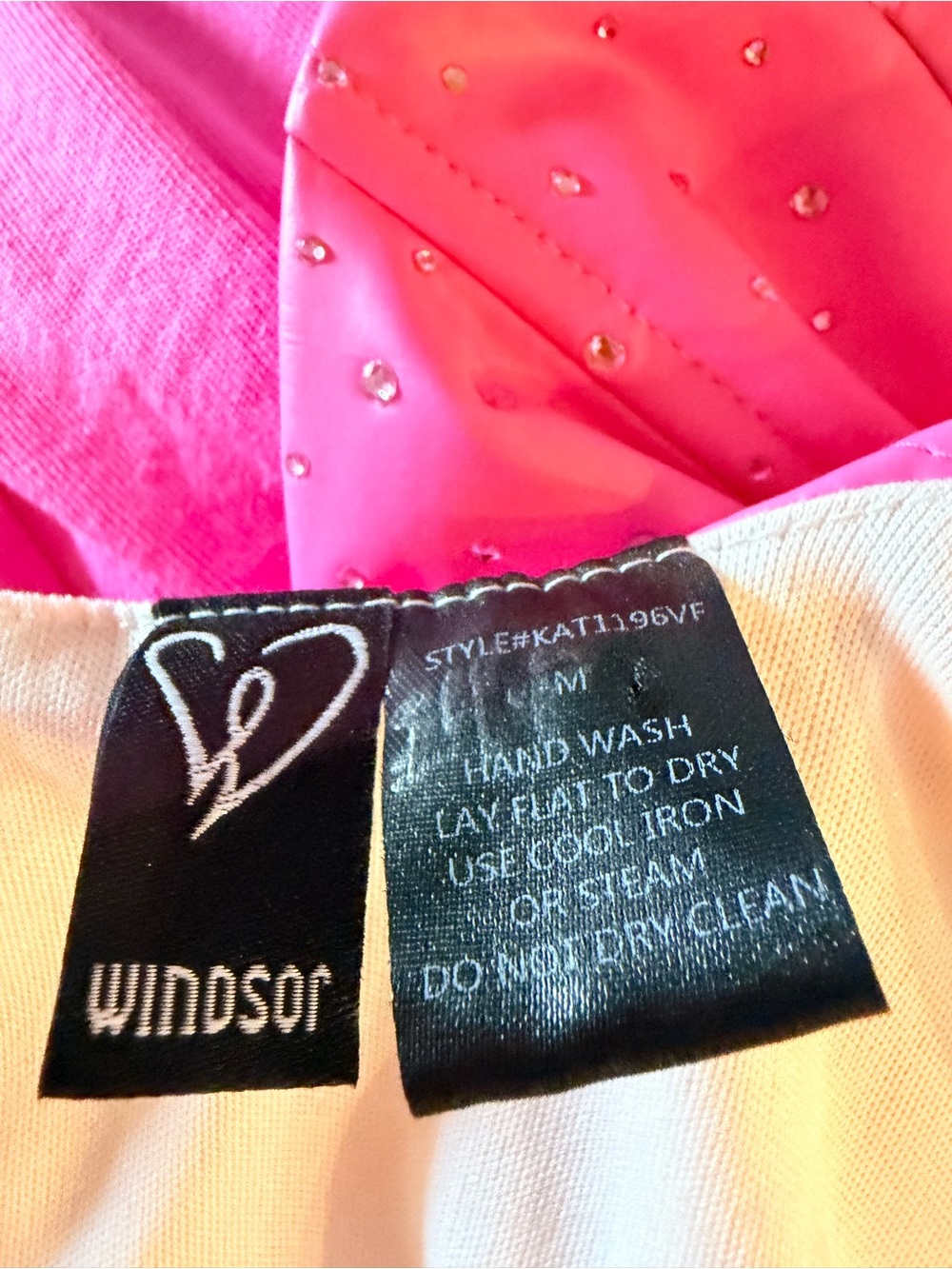 Windsor Hot Pink Lace-Up Wide Leg Rhinestone 2PC Pant Set - Picture 8 of 10